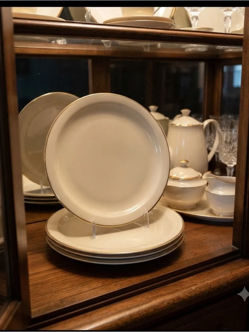Krautheim 9 3/4 ivory plate.Set of 3. Elegant Cream Dinner Plates with Gold Trim